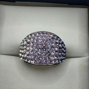 Sterling Silver 925 Purple Crystal Ombré Ring Size 6 3/4.